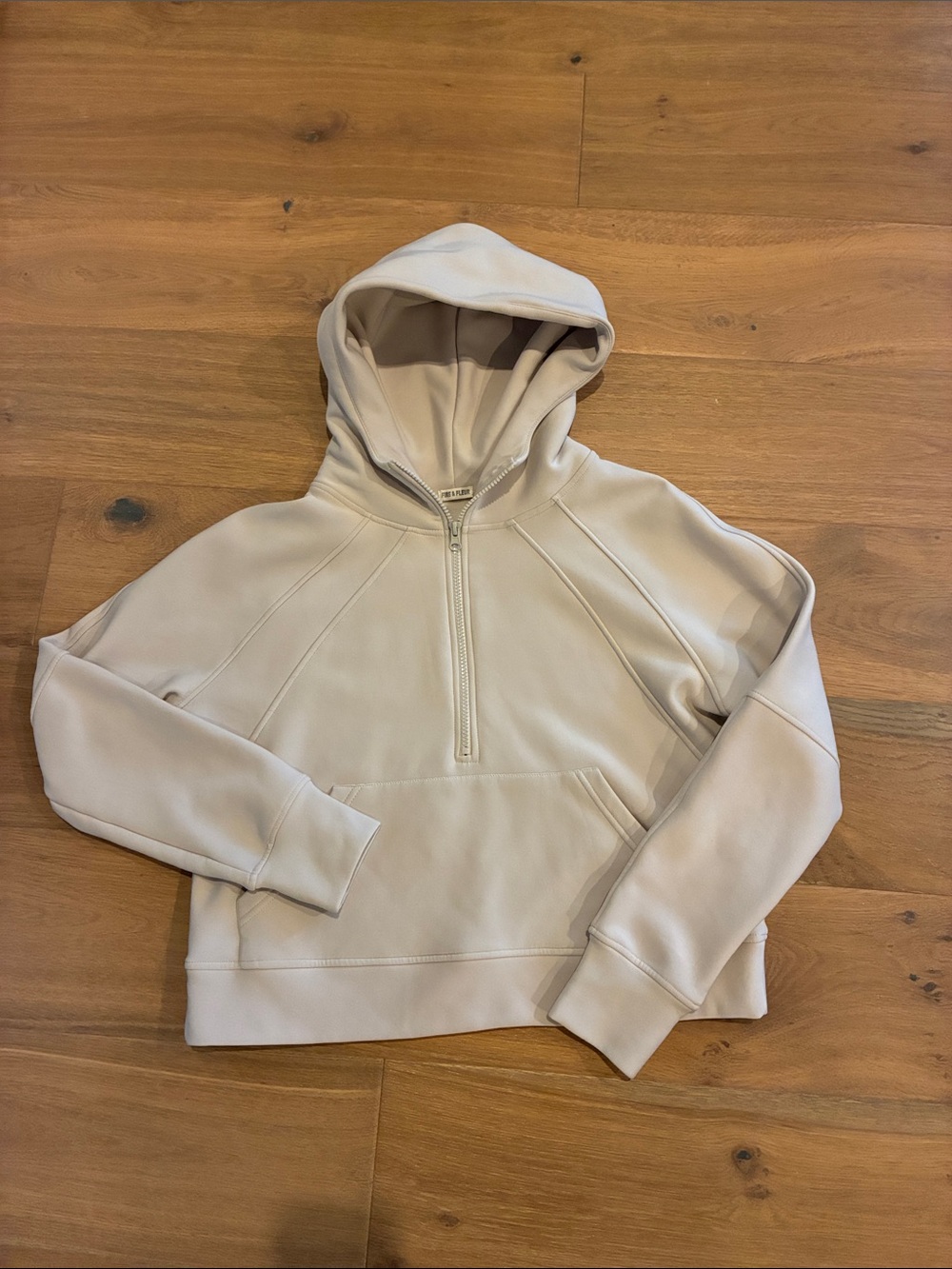 Cream Half-Zip Hooded Sweatshirt
